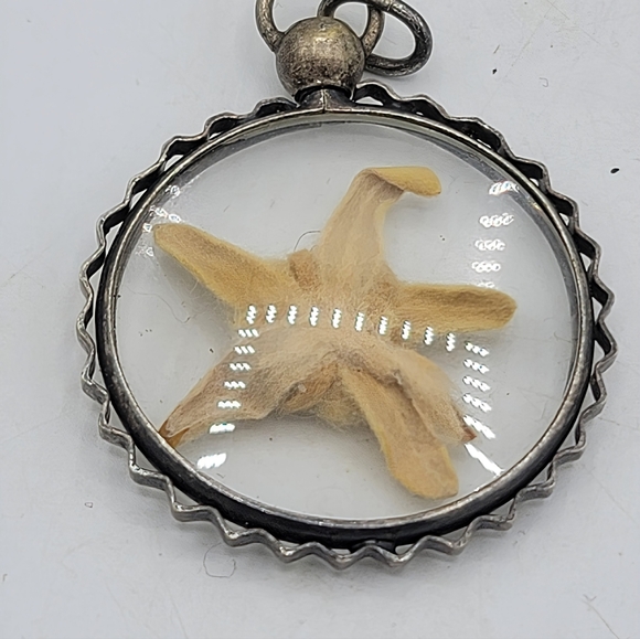 Vintage Lucite Starfish Pendant Domed Encased Specimen Silver Tone 1970s - Picture 8 of 9